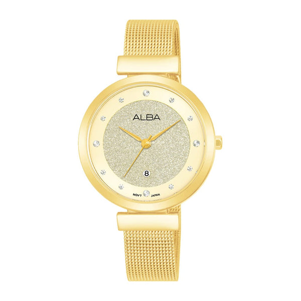 Alba Fashion AH7CA2X Quartz Gold Mesh Bracelet Women Watch 