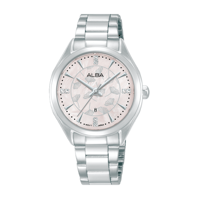 Alba Fashion AH7EK7X Pink MOP Dial Stainless Steel Quartz Women Watch