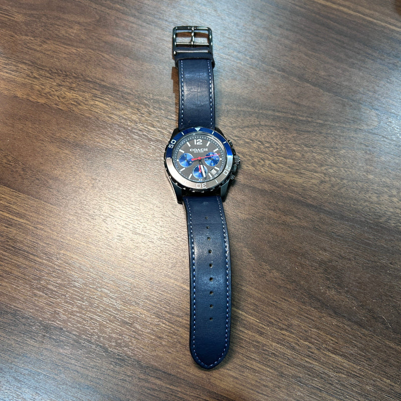 [Pre-Owned] Coach Two-Tone Blue Leather Chronograph Men Watch