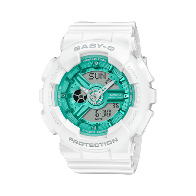 Casio Baby-G BA-110XWS-7A White Resin Green Dial Women Watch Malaysia