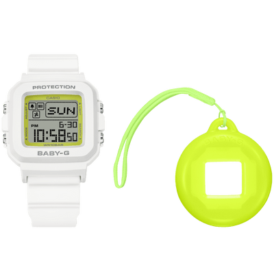 Casio Baby-G+Plus BGD-10K-7DR White Resin Green Dial Women Watch