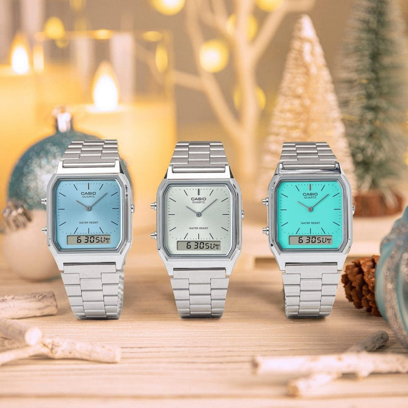 Casio Vintage AQ-230A-2A2MQY Turquoise Blue Stainless Steel Unisex Watch