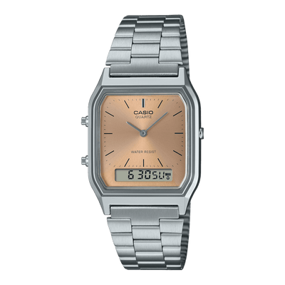 Casio Vintage AQ-230A-4AMQY Beige Dial Stainless Steel Unisex Watch