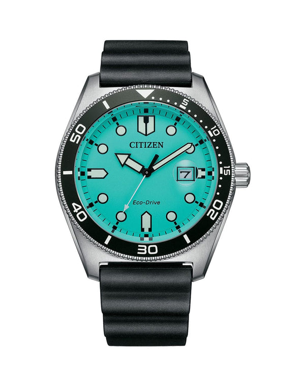 Citizen Eco-Drive AW1760-14X Turquoise Blue Rubber Men Watch
