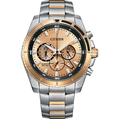 Citizen Quartz AN8204-59X Chronograph Champagne Dial Steel Men Watch