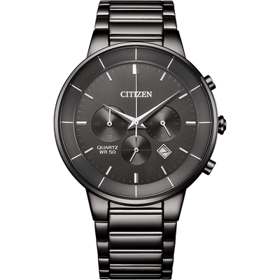 Citizen Quartz AN8227-53H Chronograph Grey Dial Black Steel Men Watch