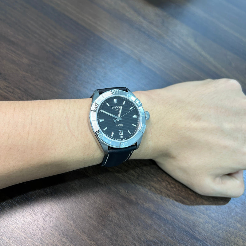 [Pre-Owned] Tissot PR 100 Sport Black Leather Men Watch