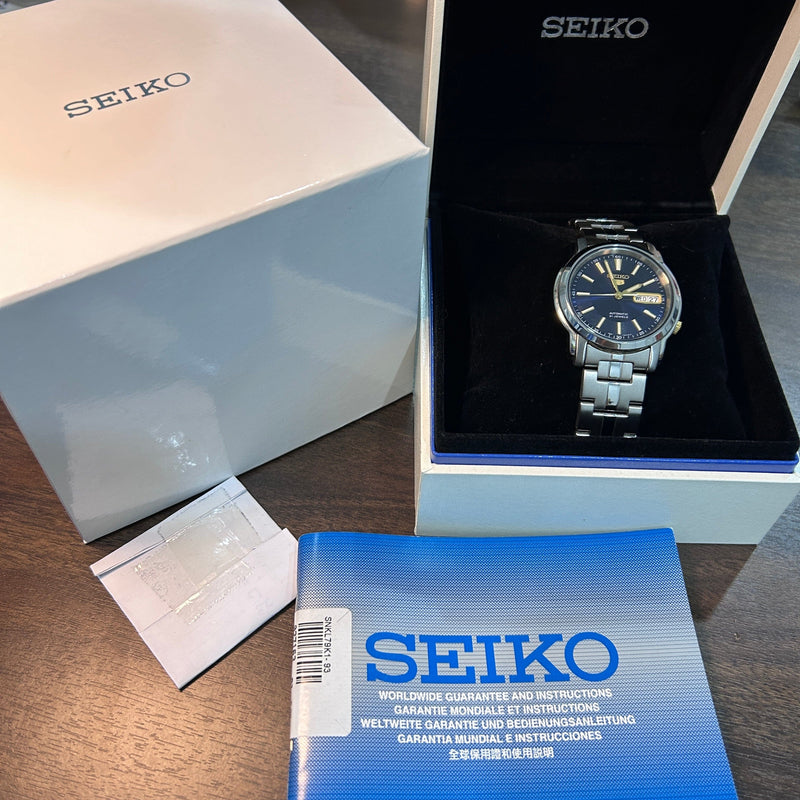 [Pre-Owned] Seiko 5 Classic SNKL79K1 Blue Automatic Men Watch