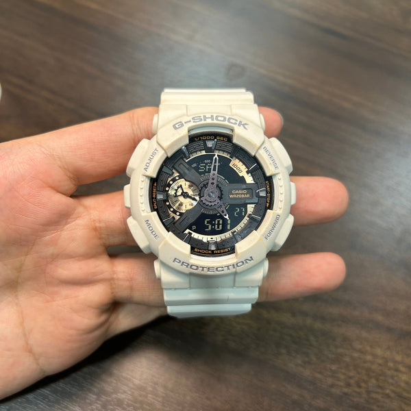 Pre Owned Casio G Shock GA 110RG 7A All White Men Watch