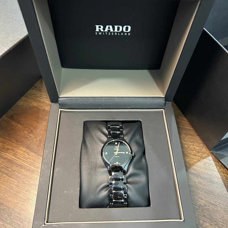 [Pre-Owned] Rado True Automatic Diamonds Black Ceramic Sapphire Crystal Women Watch