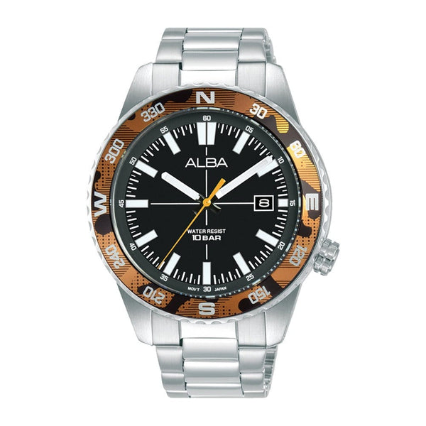 Alba Active AS9Q13X Black Dial Stainless Steel Quartz Men Watch