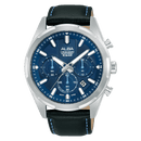 Alba Active AT3J97X Quartz Chronograph Black Leather Men Watch