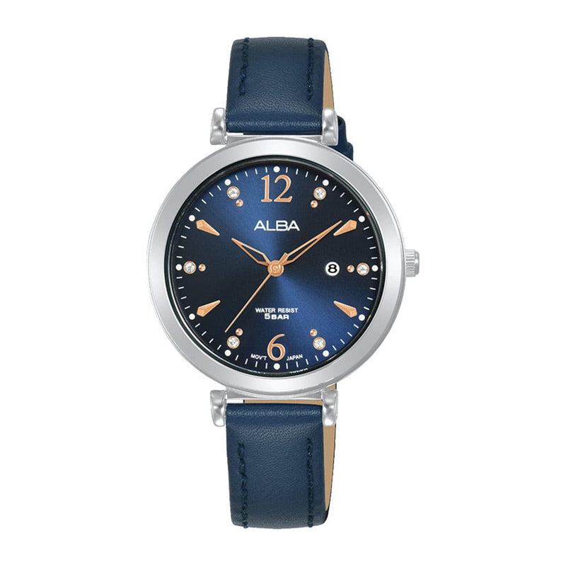 Alba Fashion AH7BW9X Blue Dial And Blue Leather Analog Women Watch