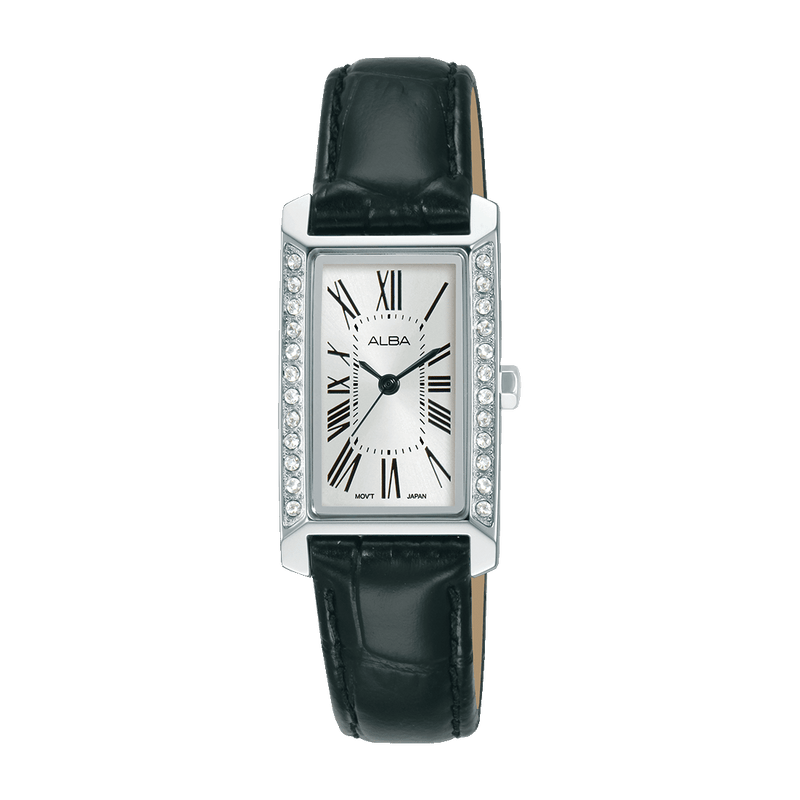 Alba Fashion AK3053X Black Leather Square Quartz Women Watch