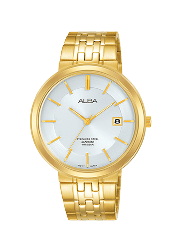 Alba Prestige AS9D72X Analog White Dial Gold Stainless Steel Men Watch