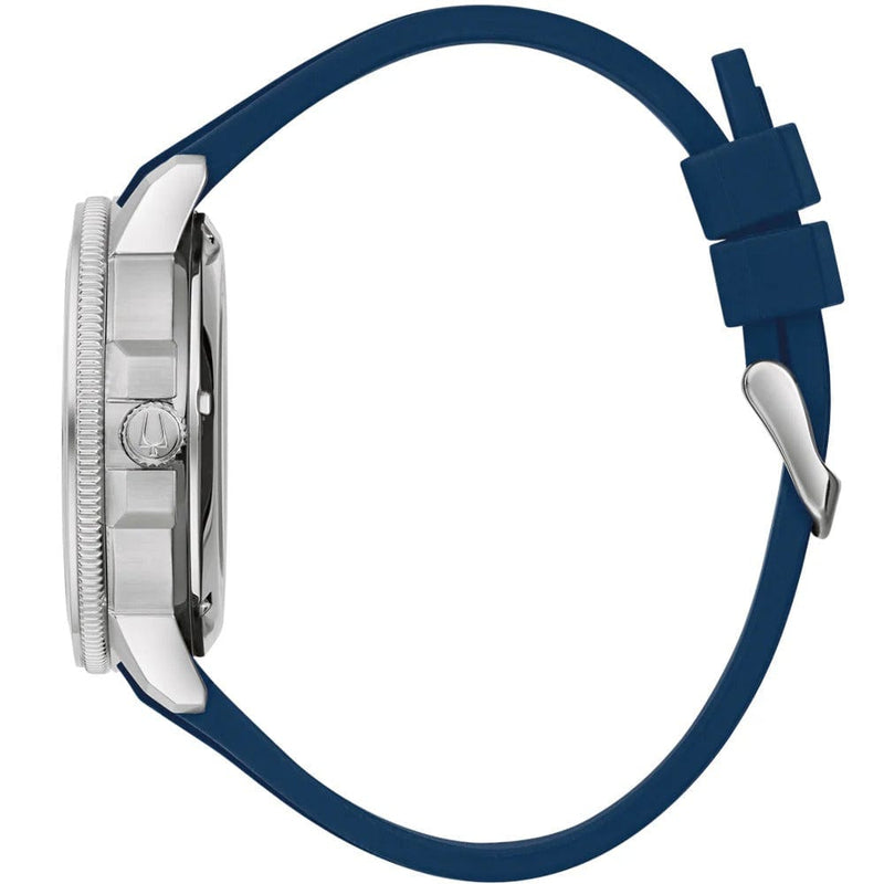 Bulova Marine Star 96A303 Blue Silicone Open Heart Automatic Men Watch