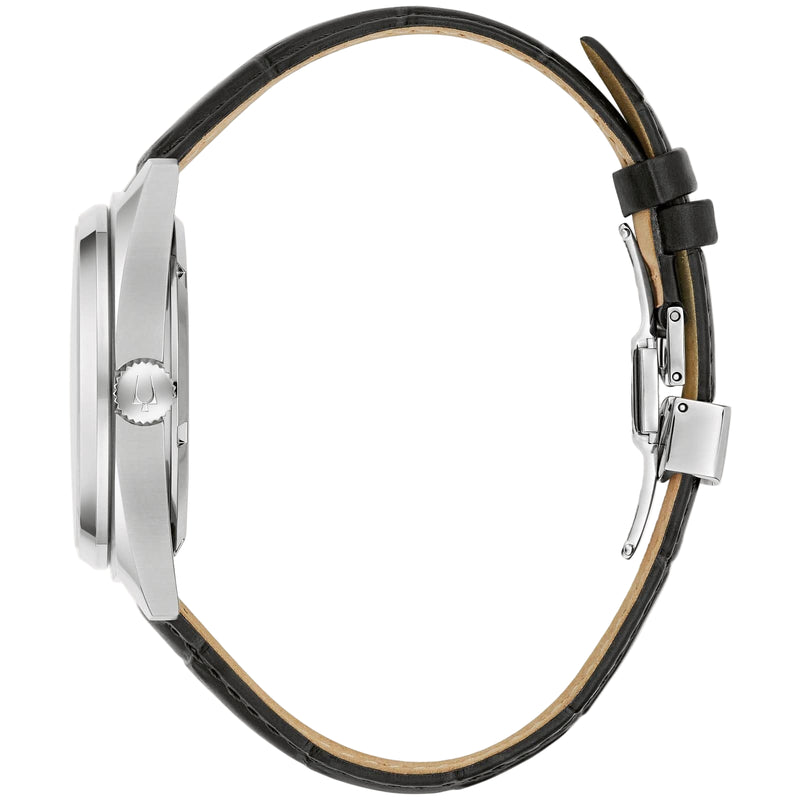 Bulova Surveyor 96A310 Full Skeleton Black Leather Automatic Men Watch