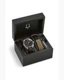 Bulova Lunar Pilot 96B251 Chronograph Leather Strap Quartz Men Watch