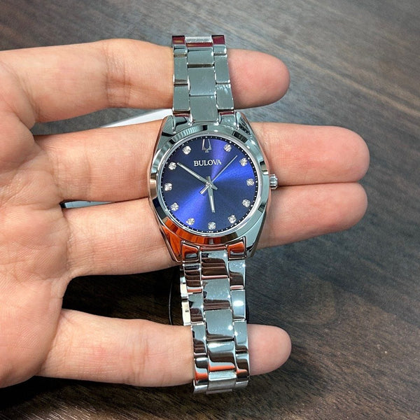 Bulova Women\'s Watch 96P229 Surveyor Quartz Blue Dial Diamond Marks Silv… Bulova Surveyor 96P229 Diamond Blue Dial Quartz Stainless  main image 3