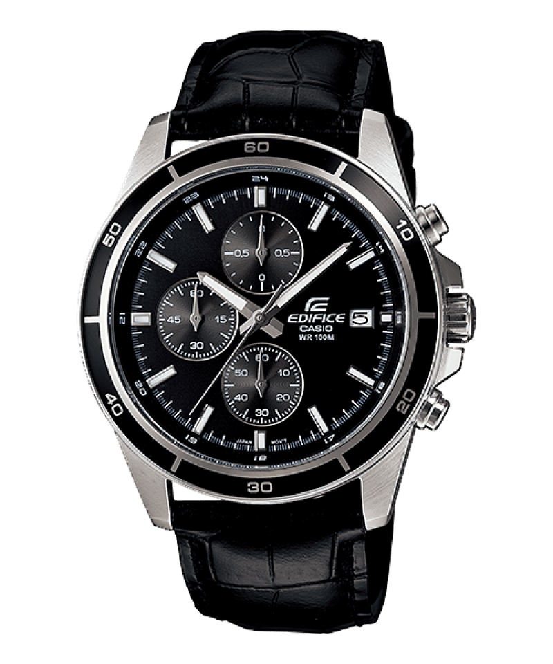 Casio Edifice EFR-526L-1AV Black Leather Quartz Chronograph Men Watch