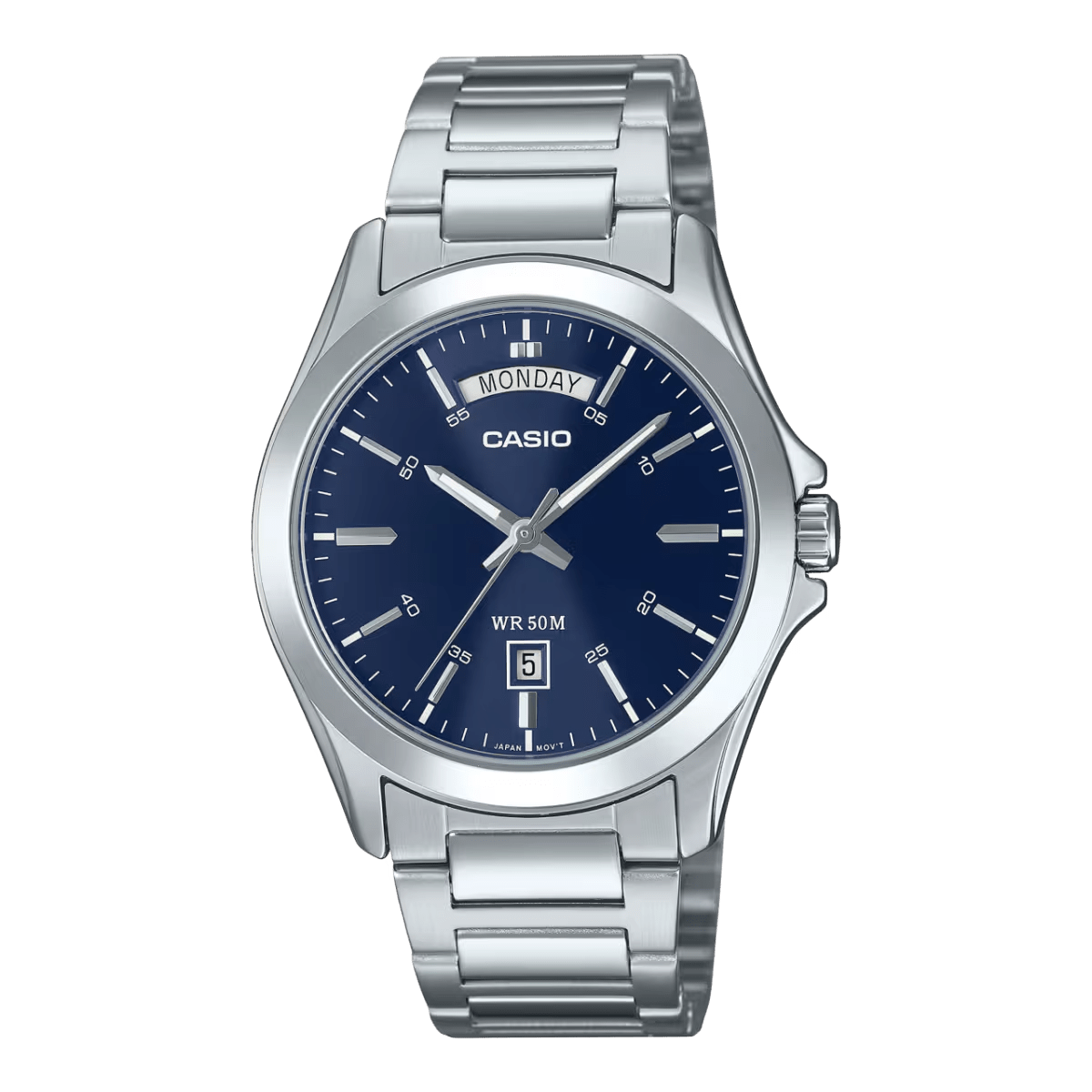 Casio Enticer MTP-1370D-2A2V Stainless Steel Day-Date Blue Men Watch