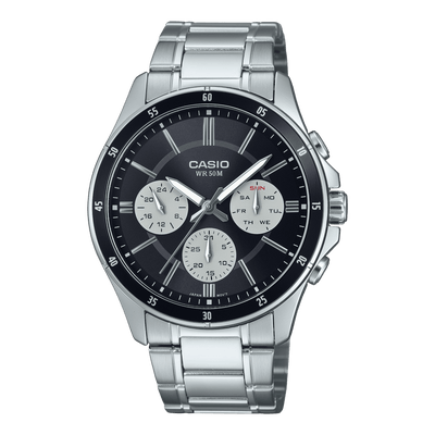 Casio Enticer MTP-1374D-1A3V Stainless Steel Black Dial Men Watch