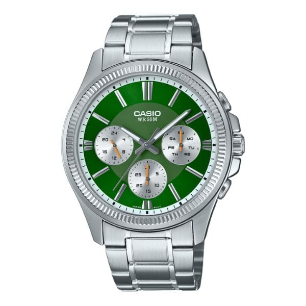 Casio Enticer MTP-1375D-3AV Green Stainless Steel Men Watch