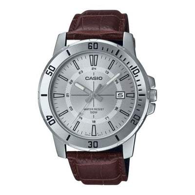 Casio Enticer MTP-VD01L-7CV Brown Leather Men Dress Watch