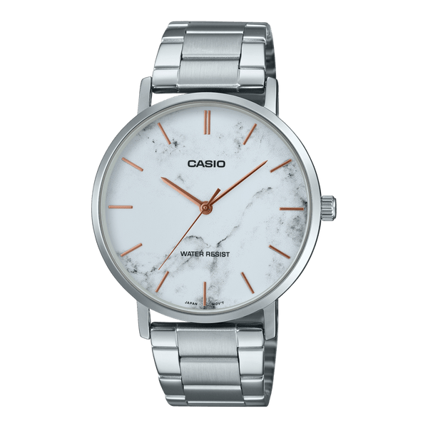 Casio Enticer MTP-VT01DM-7A White Dial Stainless Steel Men Watch 