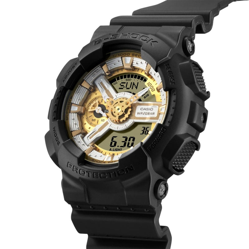 Casio G-Shock GA-110CD-1A3 Gold Dial Black Resin Strap Men Watch