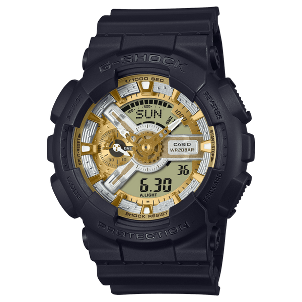 Casio G-Shock GA-110CD-1A3 Gold Dial Black Resin Strap Men Watch