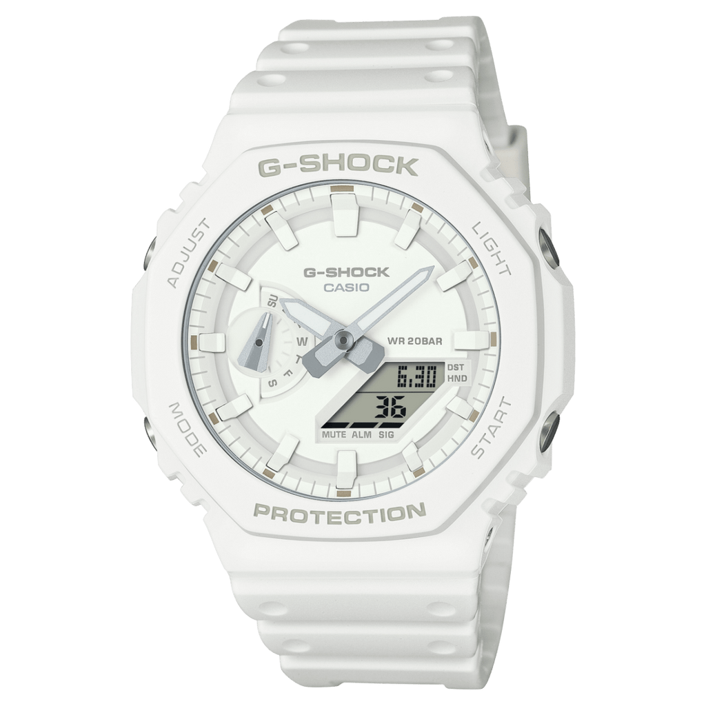 Casio G-Shock GA-2100-7A7 Full White Resin Strap Monochrome Men Watch