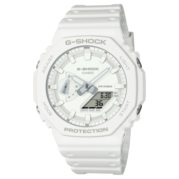 Casio G-Shock GA-2100-7A7 Full White Resin Strap Monochrome Men Watch 