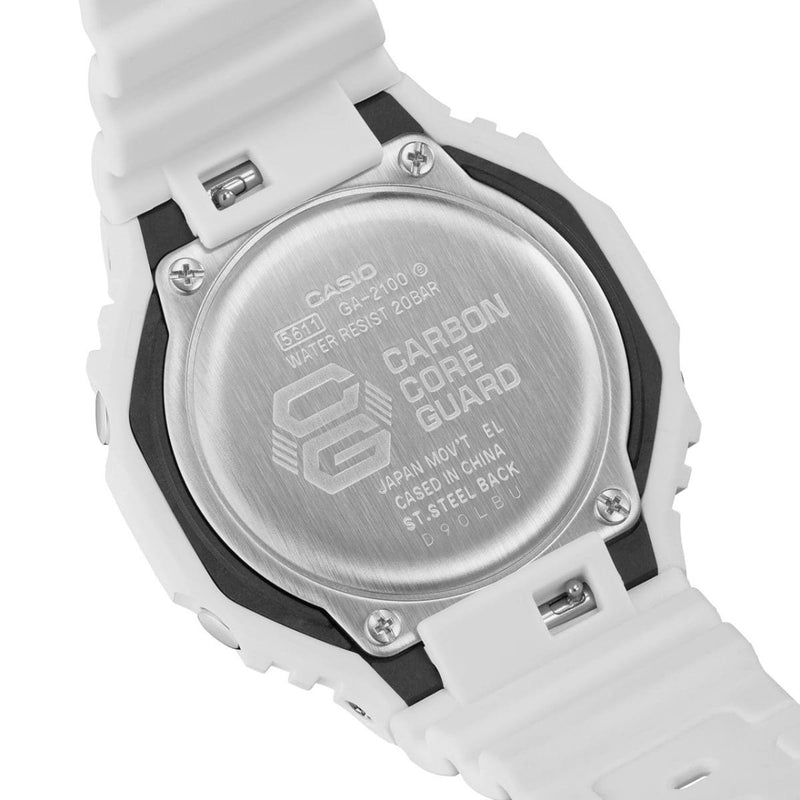 Casio G-Shock GA-2100-7A7 Full White Resin Strap Monochrome Men Watch 