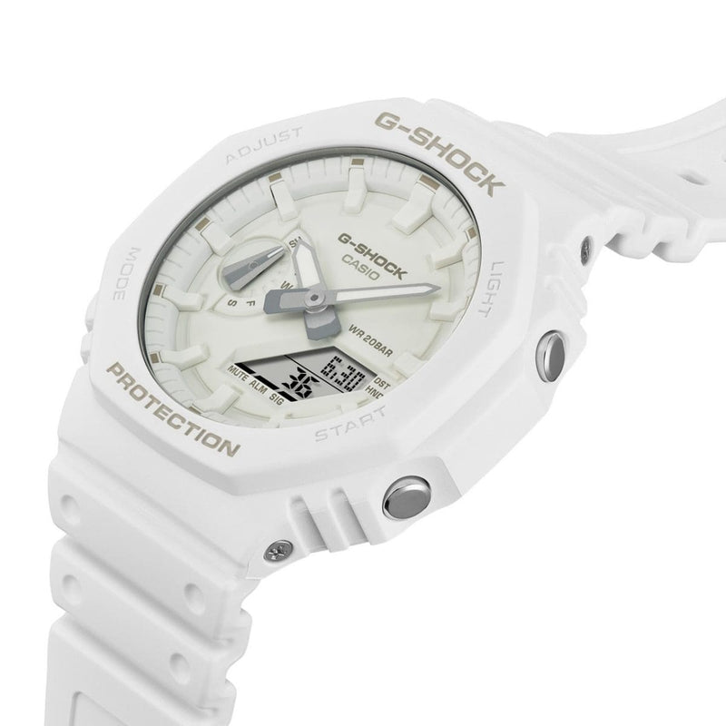 Casio G-Shock GA-2100-7A7 Full White Resin Strap Monochrome Men Watch 