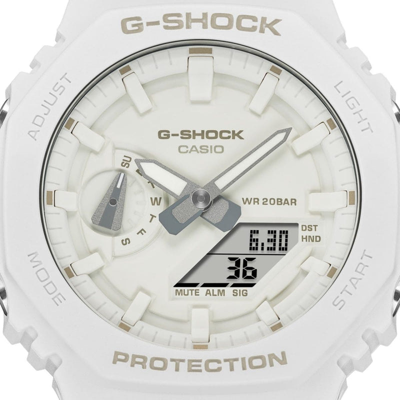 Casio G-Shock GA-2100-7A7 Full White Resin Strap Monochrome Men Watch 