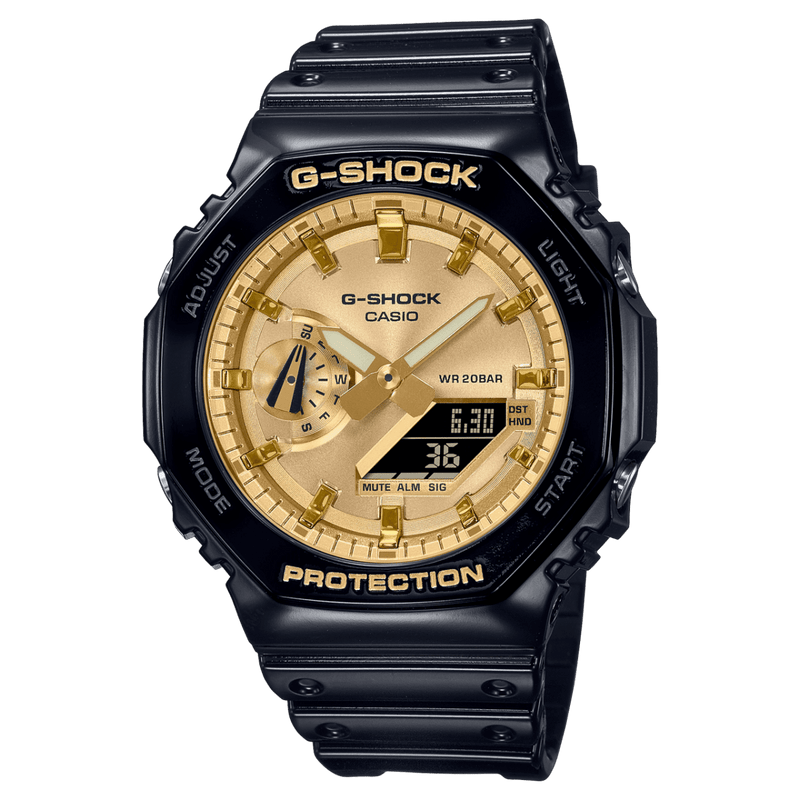 Casio G Shock GA 2100GB 1A Gold And Black Colour Resin Strap Men Watch