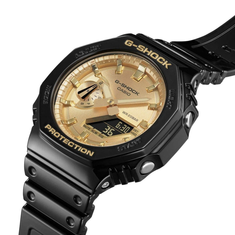 Casio G-Shock GA-2100GB-1A Gold And Black Colour Resin Strap Men Watch