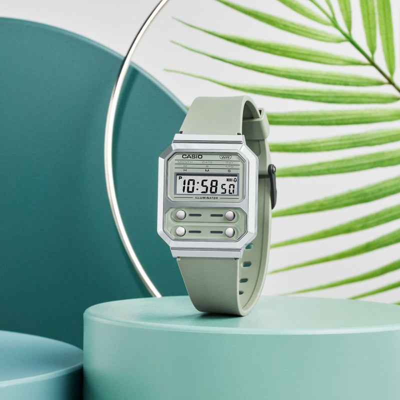 Casio Vintage A100WEF-3A Green Resin Band Unisex Watch