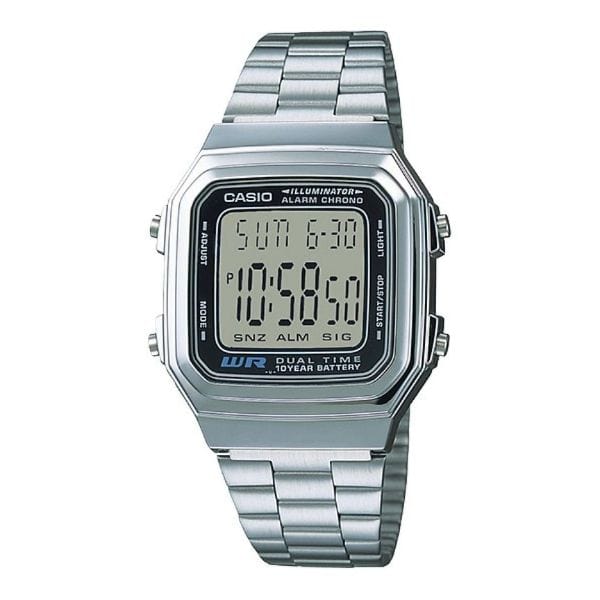 Casio Vintage A178WA-1A Silver Stainless Steel Digital Unisex Watch