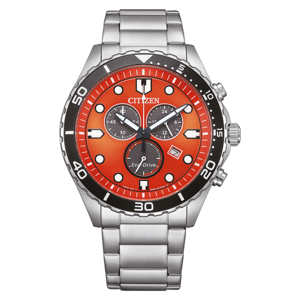 Citizen Eco-Drive AT2560-84X Chronograph Orange Dial Steel Men Watch