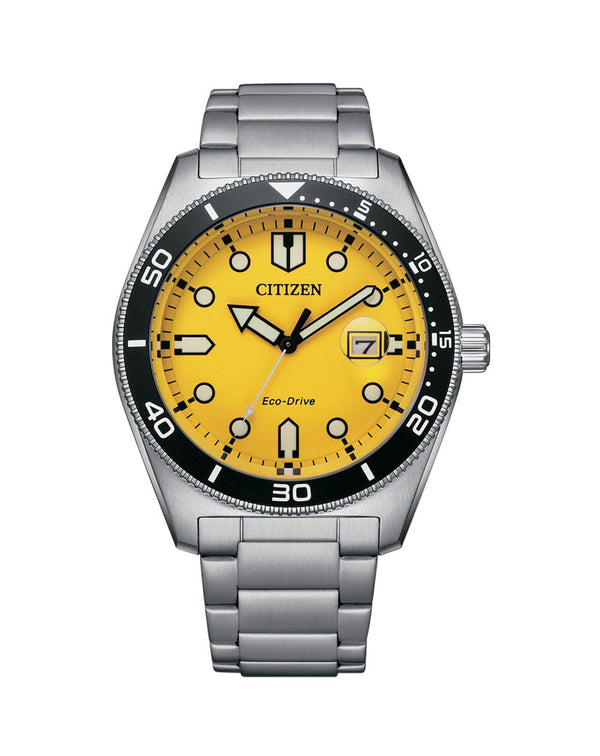 Citizen Eco-Drive AW1760-81Z Stainless Steel Canary Yellow Men Watch
