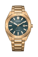 Citizen Eco-Drive BM7633-81X Green Dial Gold Steel Octagon Men Watch