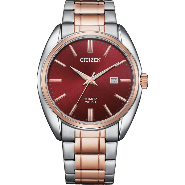 Citizen Quartz BI5104-57X Stainless Steel Maroon Dial Men Watch