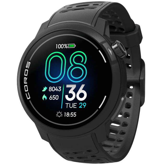 Coros Pace Pro Lightest Running GPS Smartwatch - Black Silicone