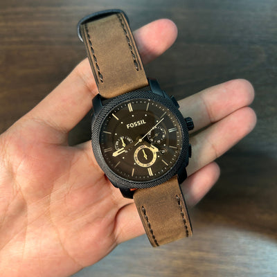 [Pre-Owned] Fossil Machine FS4656 Brown Leather Chronograph Men Watch
