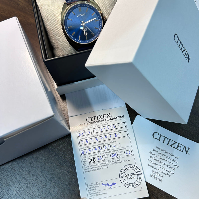 [Pre-Owned] Citizen Quartz BI5093-01L Blue Leather Men Watch