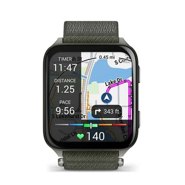 Garmin Venu X1 smartwatch with moss band