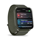 Garmin Venu X1 smartwatch with moss band