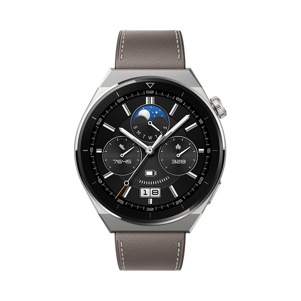 Huawei GT 3 Pro 46mm Titanium Grey Leather Strap Smartwatch